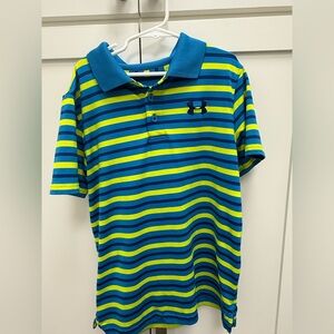 Under Armour Kids Striped Polo Shirt - Blue and Green